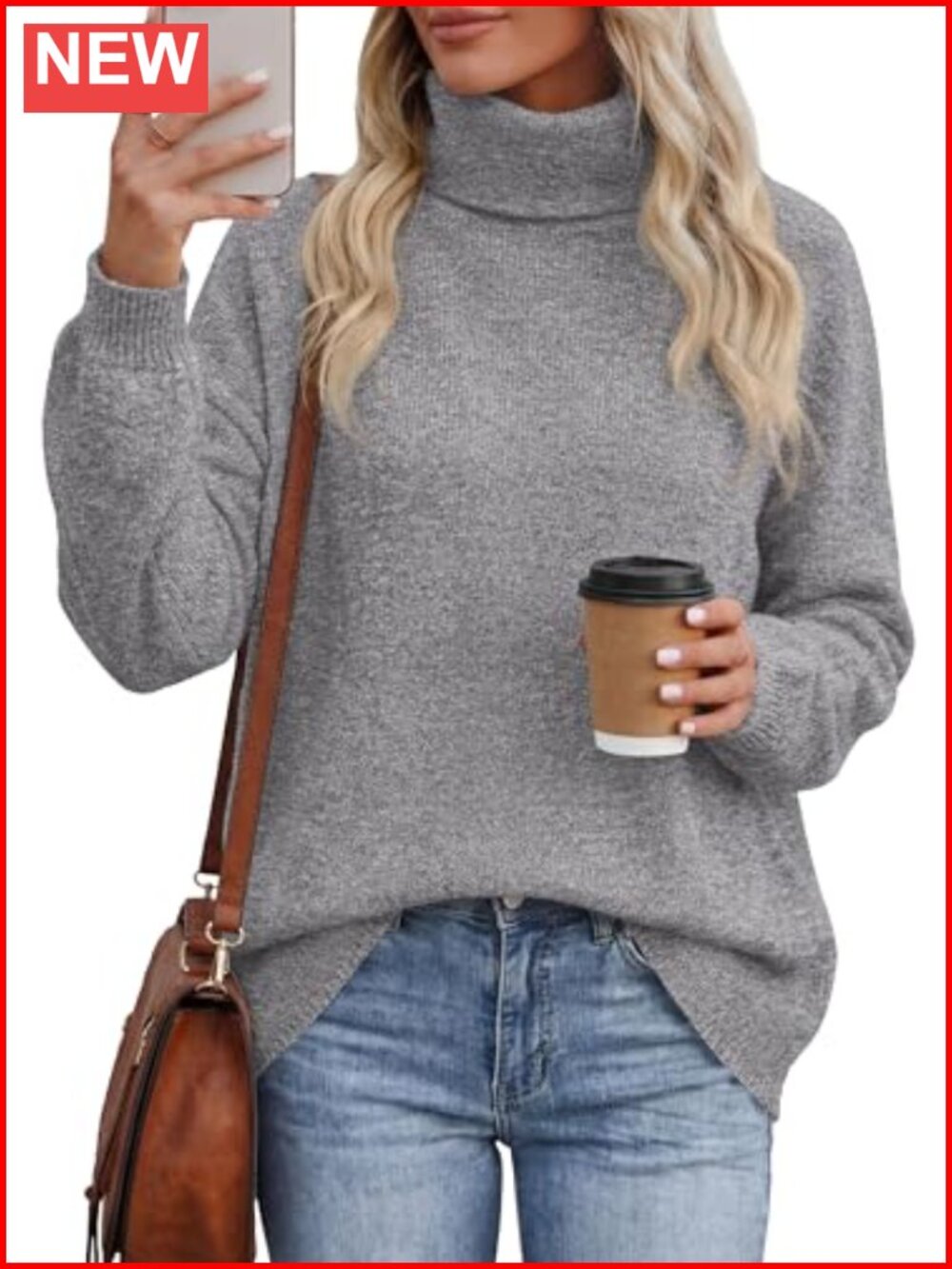 Women's Oversized Turtleneck Pullover Sweater Chunky Knit